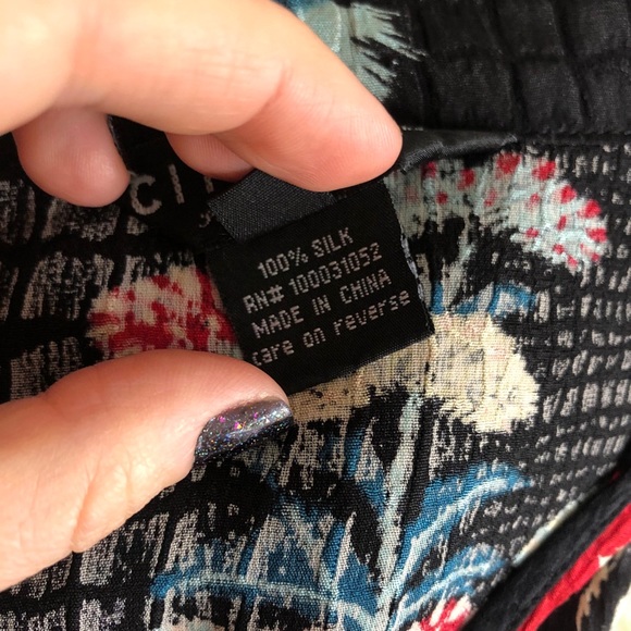 SOLDCitron Santa Monica Silk Asian Floral Print Bl - Picture 9 of 11